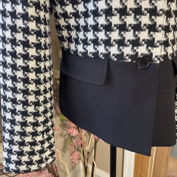 Talbots Black White Color Block Houndstooth Wool Blazer Jacket Size 12 Lawyer - Picture 3 of 10